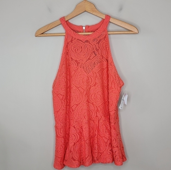 NWT Patterson J. Kincaid | Orange Lace Halter Top Size Large - Picture 7 of 7